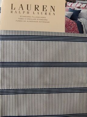 Ralph Lauren Blue and White Bar Striped Standard Pillowcases